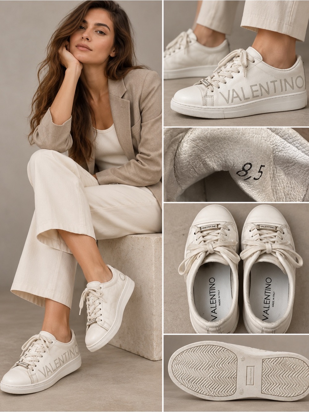 Valentino White Leather Logo Sneakers – Made in Italy – EU Size 38